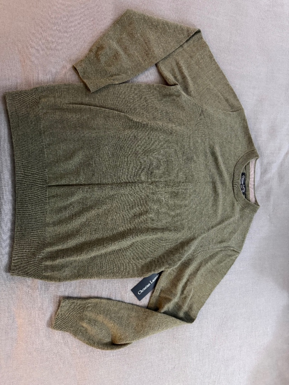Christian Lacroix Men’s 100% Extrafine Merino Wool Crewneck Sweater Medium Green